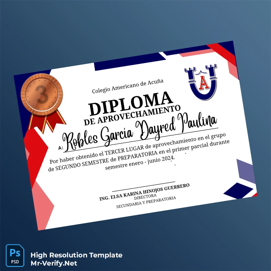 Mexico Colegio Americano de Acuña Diploma of Achievement Template – Fully Editable & High Resolution 6 Page Mexico Colegio Americano de Acuña Diploma of Achievement Template – Fully Editable & High Resolution 6 Page