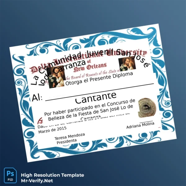 Mexico Community of San José Lo de Carranza Diploma Template – Fully Editable & High Resolution Mexico Community of San José Lo de Carranza Diploma Template – Fully Editable & High Resolution