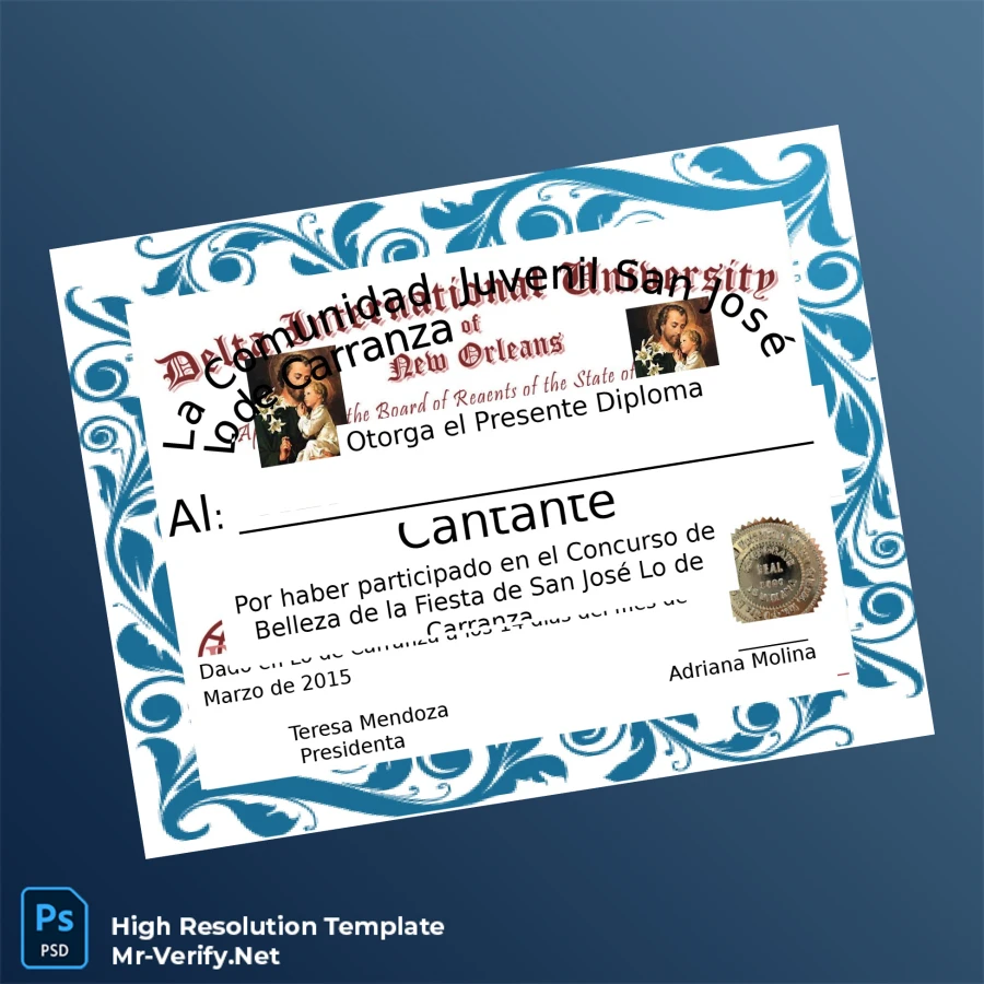 Mexico Community of San José Lo de Carranza Diploma Template – Fully Editable & Print-Ready Mexico Community of San José Lo de Carranza Diploma Template – Fully Editable & Print-Ready