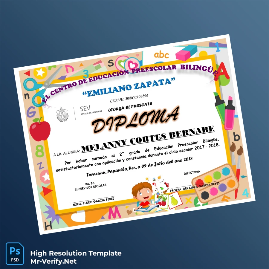 Mexico Emiliano Zapata Preschool Center Preschool Diploma – Fully Editable & Print-Ready 3 Page Mexico Emiliano Zapata Preschool Center Preschool Diploma – Fully Editable & Print-Ready 3 Page