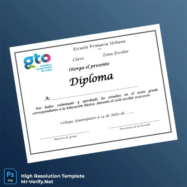 Mexico Escuela Primaria Urbana High School Diploma – Fully Editable & Print-Ready Mexico Escuela Primaria Urbana High School Diploma – Fully Editable & Print-Ready