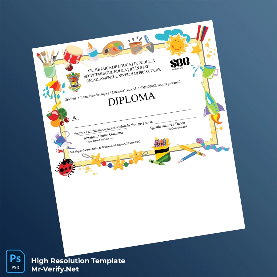 Mexico Francisco de Goya y Luciente Kindergarten Preschool Diploma – Fully Editable, High Resolution Mexico Francisco de Goya y Luciente Kindergarten Preschool Diploma – Fully Editable, High Resolution