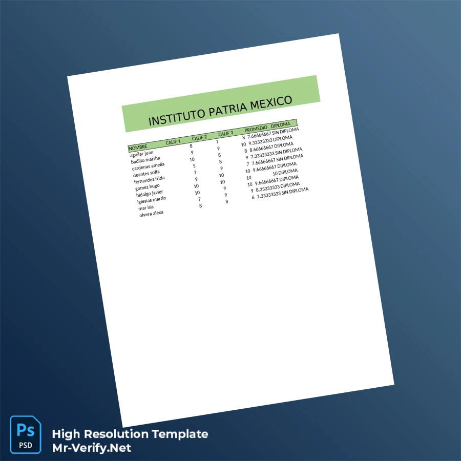 Mexico Instituto Patria High School Diploma Template – Fully Editable & Print-Ready 2 Page Mexico Instituto Patria High School Diploma Template – Fully Editable & Print-Ready 2 Page