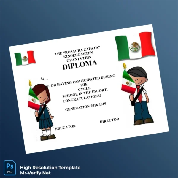 Mexico Rosaura Zapata Kindergarten Diploma Template – Fully Editable & Print-Ready Mexico Rosaura Zapata Kindergarten Diploma Template – Fully Editable & Print-Ready