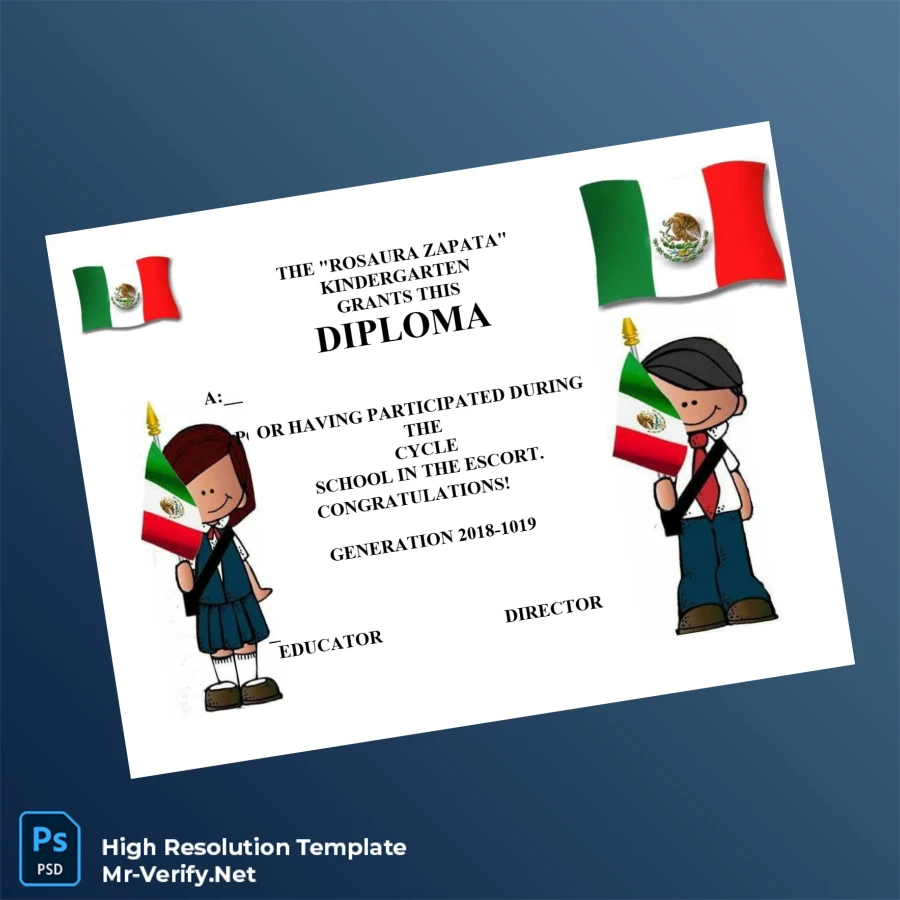 Mexico Rosaura Zapata Kindergarten Diploma Template – Fully Editable & Print-Ready Mexico Rosaura Zapata Kindergarten Diploma Template – Fully Editable & Print-Ready