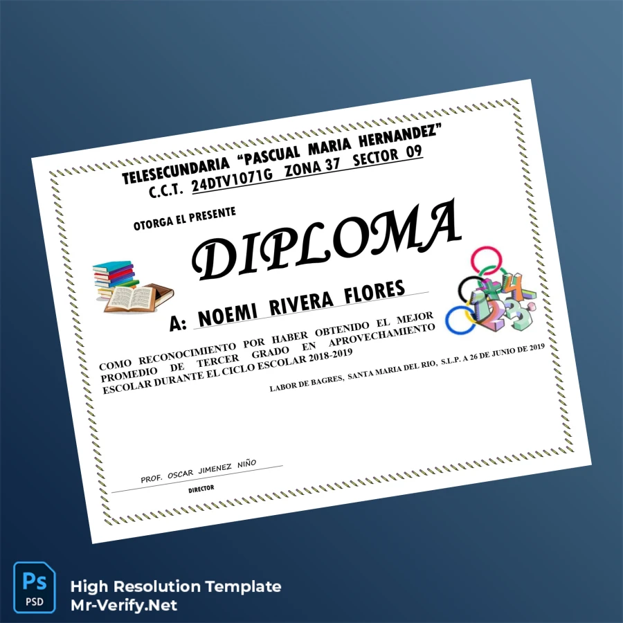 Mexico Telesecundaria Pascual Maria Hernandez Diploma Template – Fully Editable & High Resolution Mexico Telesecundaria Pascual Maria Hernandez Diploma Template – Fully Editable & High Resolution
