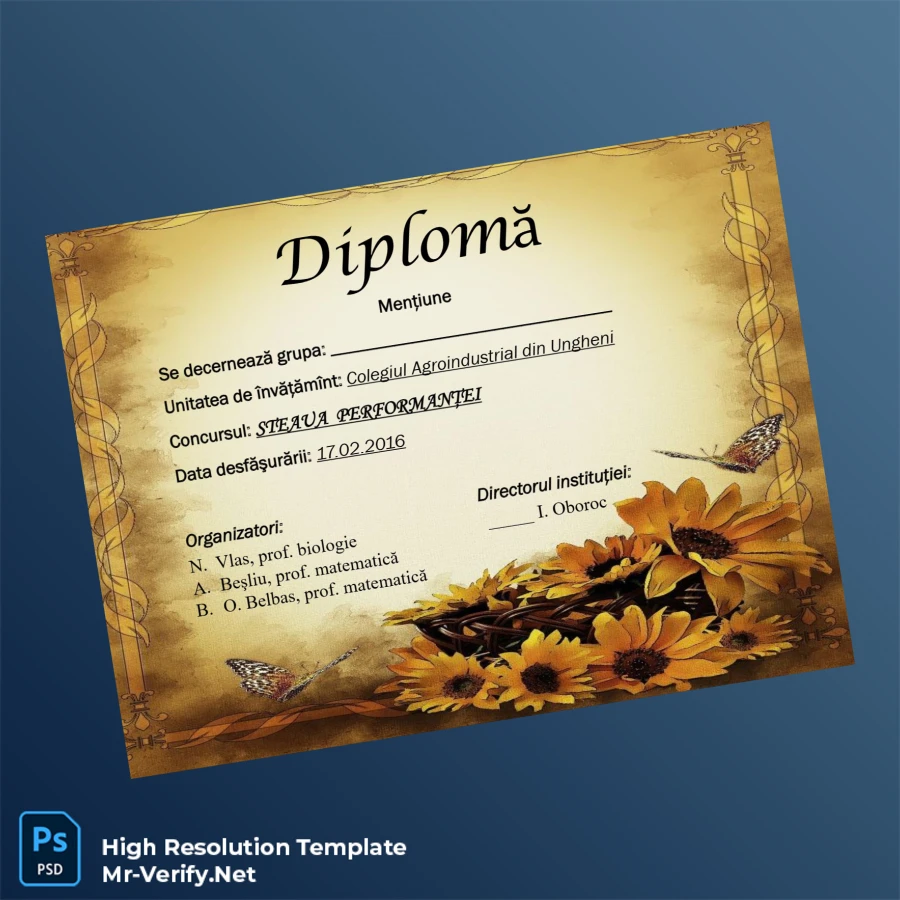 Moldova Colegiul Agroindustrial din Ungheni Certificate of Mention – Fully Editable & High Resolution 2 Page Moldova Colegiul Agroindustrial din Ungheni Certificate of Mention – Fully Editable & High Resolution 2 Page