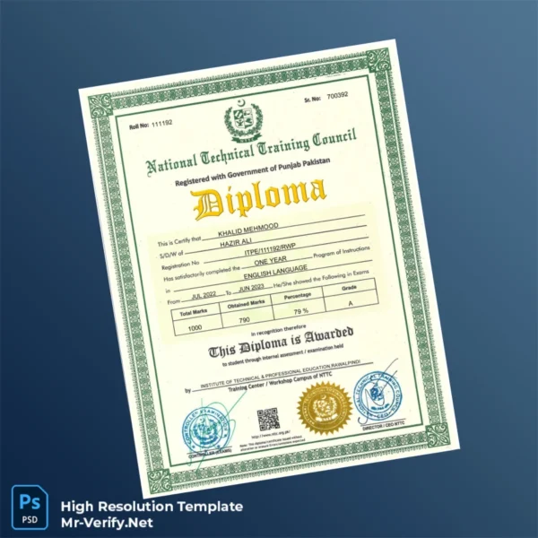 Pakistan Institute of Technical and Professional Education One Year Diploma in English Language Template – Fully Editable & Print-Ready Pakistan Institute of Technical and Professional Education One Year Diploma in English Language Template – Fully Editable & Print-Ready