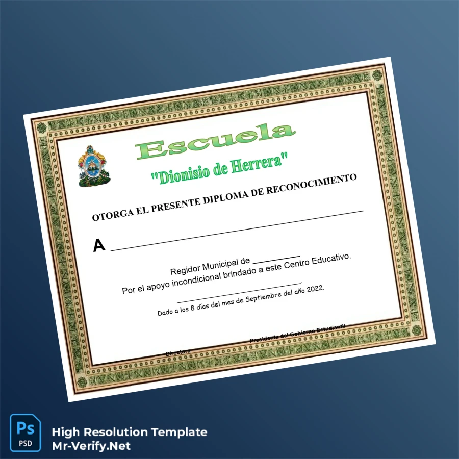 Panama Dionisio de Herrera School Recognition Diploma Template – Fully Editable & Print-Ready Panama Dionisio de Herrera School Recognition Diploma Template – Fully Editable & Print-Ready