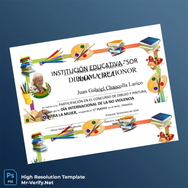 Peru A.S.E.P. María Madre y Maestra Honor Diploma Template – Fully Editable & Print-Ready 6 Page