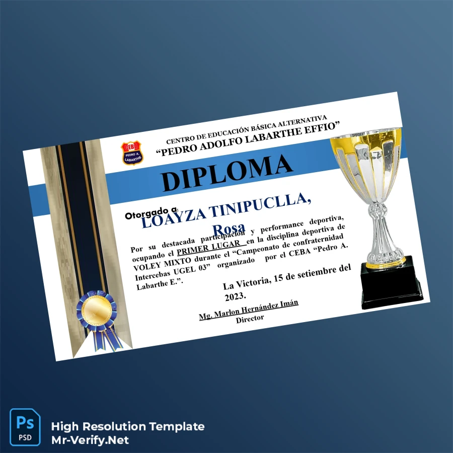 Peru CEBA Pedro Adolfo Labarthe Effio Diploma – Fully Editable, High Resolution Template 5 Page Peru CEBA Pedro Adolfo Labarthe Effio Diploma – Fully Editable, High Resolution Template 5 Page