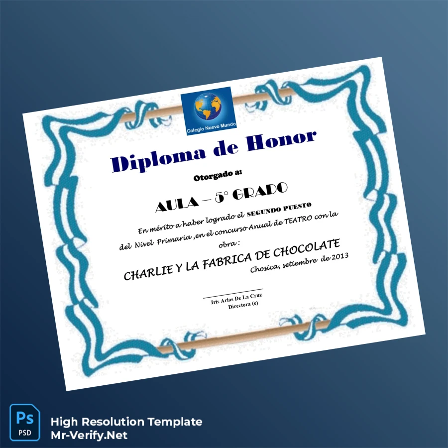 Peru Colegio Nuevo Mundo Honor Diploma Template – Fully Editable & Print-Ready Peru Colegio Nuevo Mundo Honor Diploma Template – Fully Editable & Print-Ready