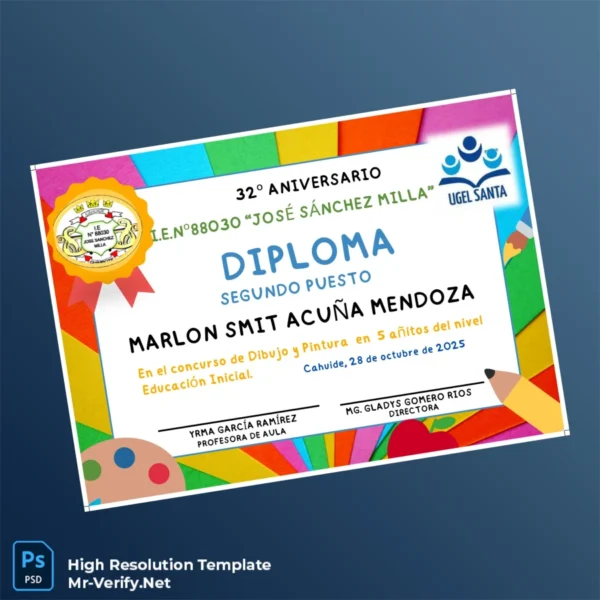 Peru I.E.N°88030 _José Sánchez Milla_ Diploma Template – Fully Editable High Resolution Peru I.E.N°88030 _José Sánchez Milla_ Diploma Template – Fully Editable High Resolution