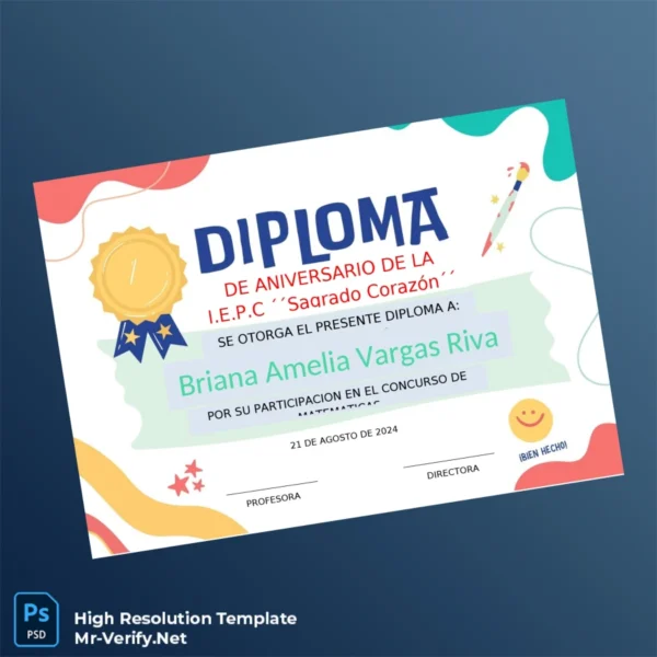 Peru I.E.P.C. _Sagrado Corazón_ Diploma Template – Fully Editable & Print-Ready Peru I.E.P.C. _Sagrado Corazón_ Diploma Template – Fully Editable & Print-Ready