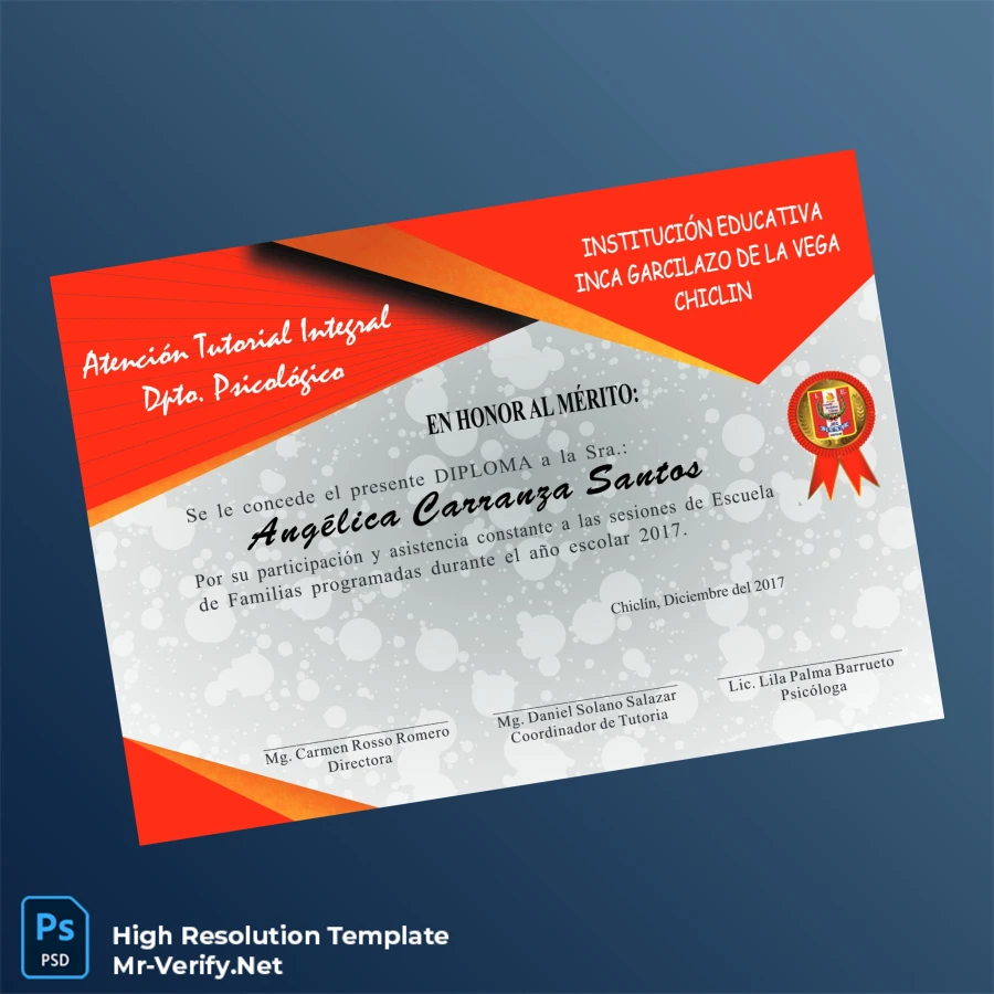 Peru Inca Garcilazo de la Vega High School Diploma – Fully Editable & Print-Ready Peru Inca Garcilazo de la Vega High School Diploma – Fully Editable & Print-Ready