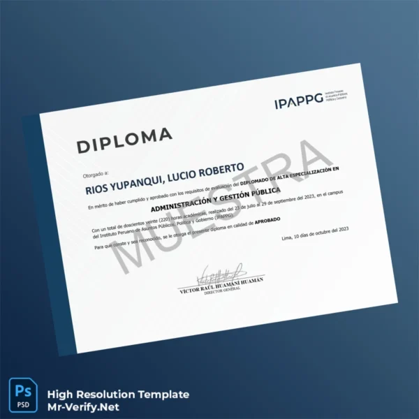 Peru Institute of Public Affairs, Politics and Government Diploma – Fully Editable, Print-Ready 2 Page Peru Institute of Public Affairs, Politics and Government Diploma – Fully Editable, Print-Ready 2 Page