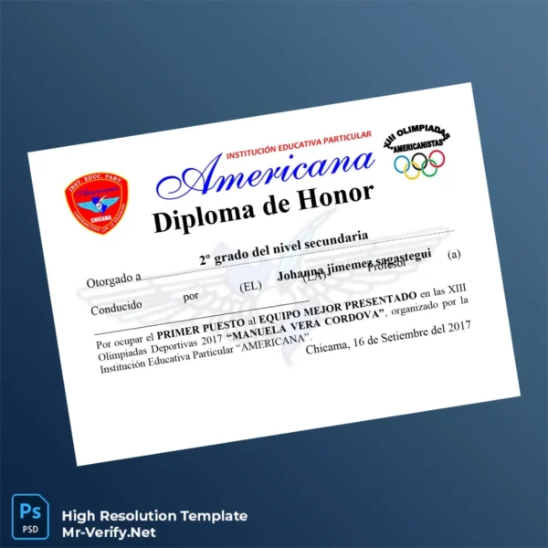 Peru Institutional Educational Particular Americana Diploma of Honor – Fully Editable High Resolution 2 Page Peru Institutional Educational Particular Americana Diploma of Honor – Fully Editable High Resolution 2 Page