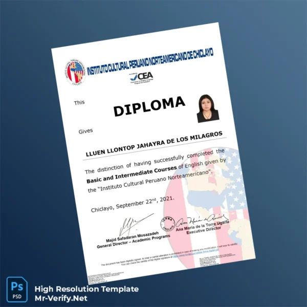 Peru Instituto Cultural Peruano Norteamericano Diploma – Fully Editable High Resolution Peru Instituto Cultural Peruano Norteamericano Diploma – Fully Editable High Resolution