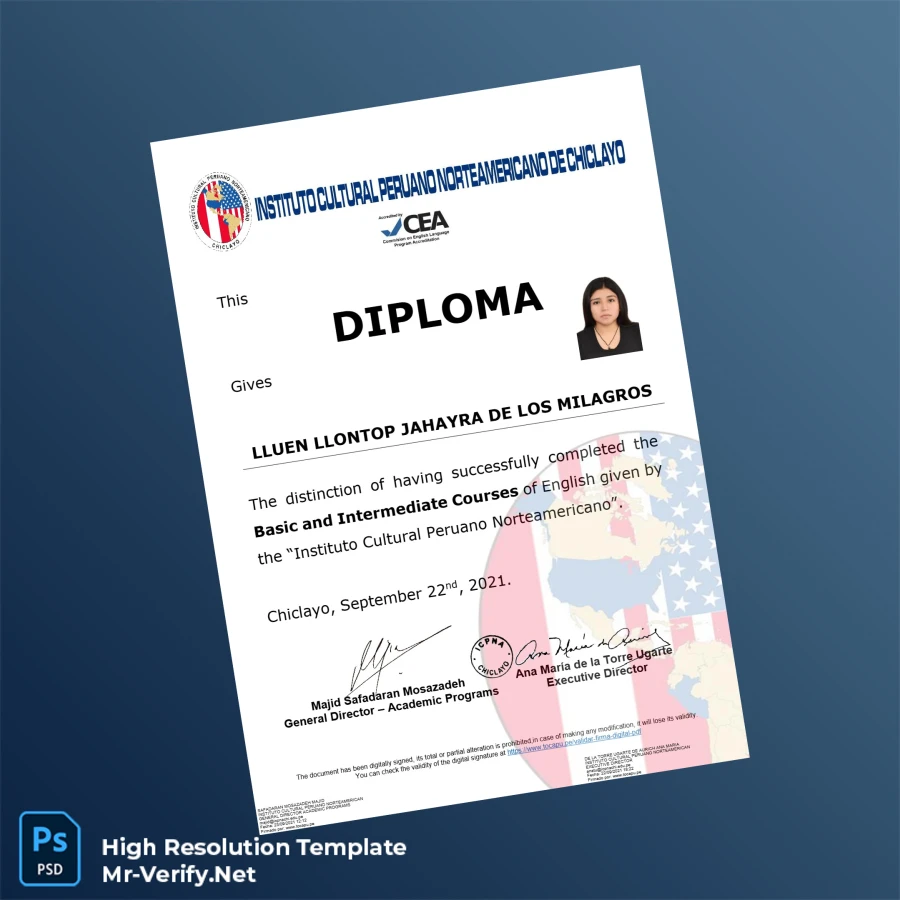 Peru Instituto Cultural Peruano Norteamericano Diploma – Fully Editable High Resolution Peru Instituto Cultural Peruano Norteamericano Diploma – Fully Editable High Resolution