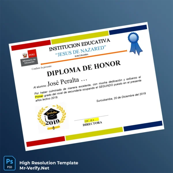 Peru Jesus de Nazared Honor Diploma – Fully Editable, High-Resolution Certificate Peru Jesus de Nazared Honor Diploma – Fully Editable, High-Resolution Certificate