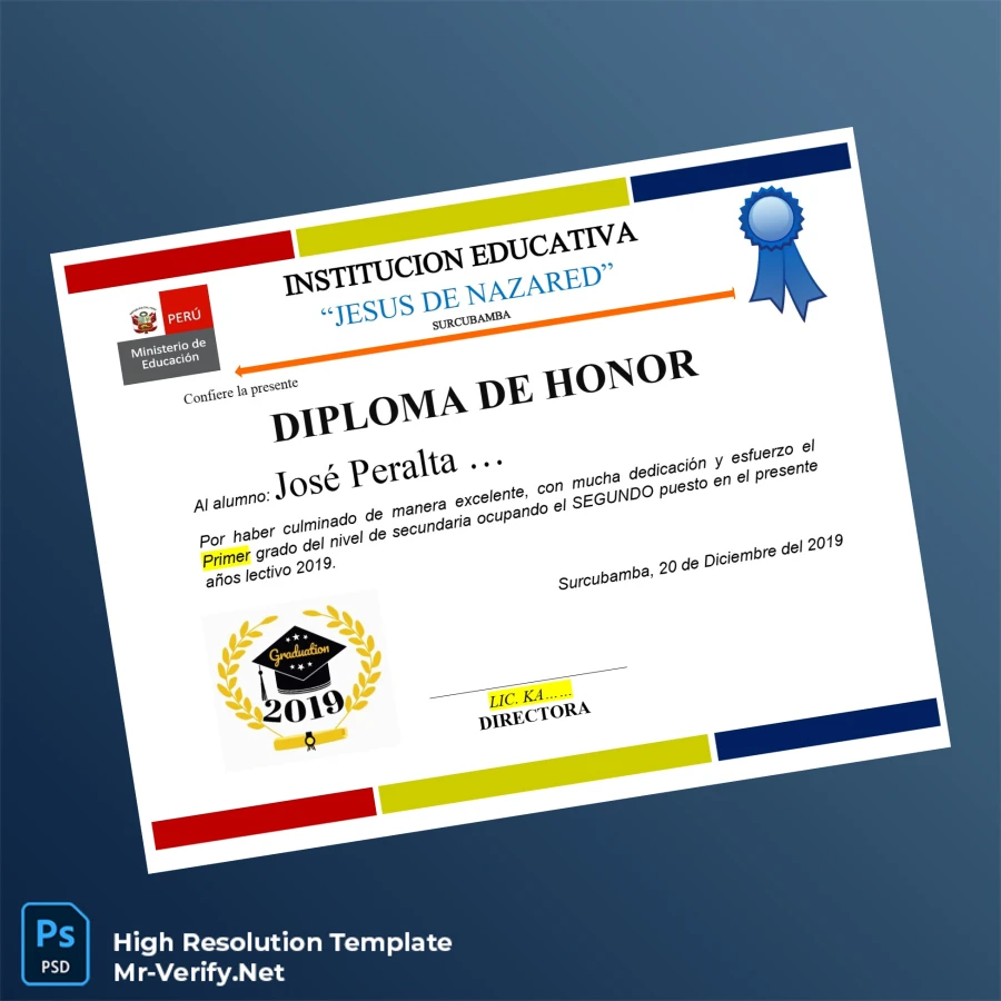 Peru Jesus de Nazared Honor Diploma – Fully Editable, High-Resolution Certificate Peru Jesus de Nazared Honor Diploma – Fully Editable, High-Resolution Certificate