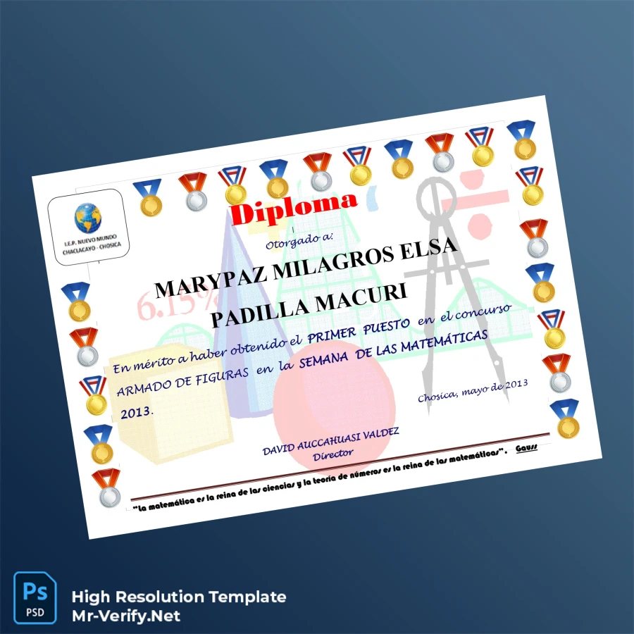 Peru L.E.P. Nuevo Mundo Diploma in Mathematics – Fully Editable & Print-Ready Peru L.E.P. Nuevo Mundo Diploma in Mathematics – Fully Editable & Print-Ready