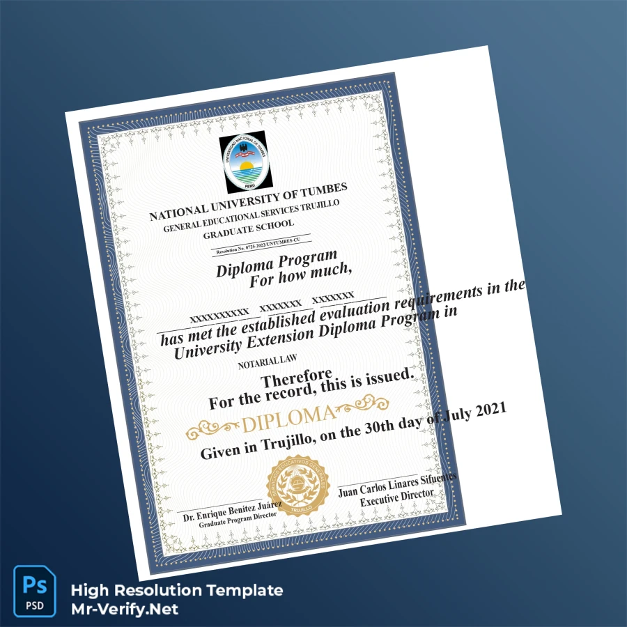 Peru National University of Tumbes Diploma in Teaching in Alternative Basic Education – Fully Editable & High Resolution 2 Page Peru National University of Tumbes Diploma in Teaching in Alternative Basic Education – Fully Editable & High Resolution 2 Page