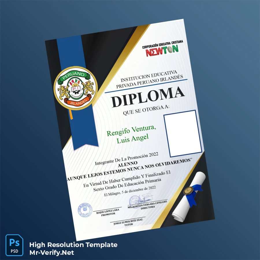 Peru Peruvian Irish Private Educational Institution Sixth Grade Diploma – Fully Editable & High Resolution Peru Peruvian Irish Private Educational Institution Sixth Grade Diploma – Fully Editable & High Resolution