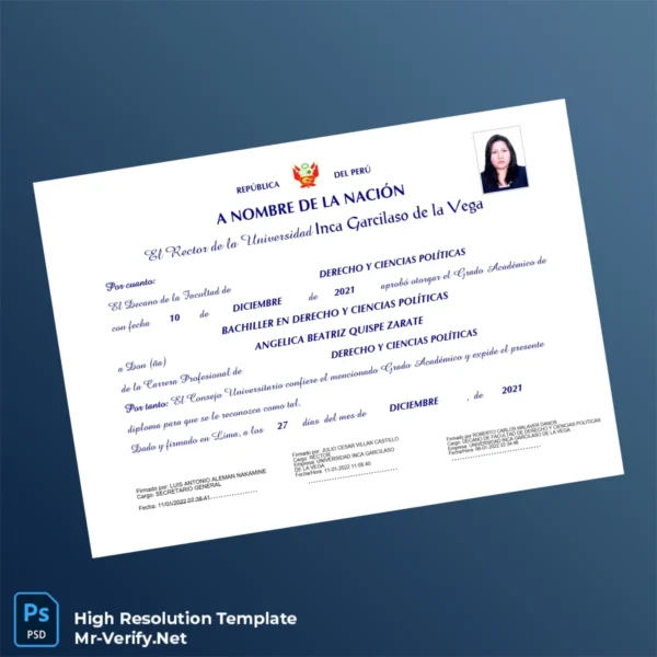 Peru Universidad Inca Garcilaso de la Vega Bachelor of Law and Political Science Template – Fully Editable High Resolution 2 Page Peru Universidad Inca Garcilaso de la Vega Bachelor of Law and Political Science Template – Fully Editable High Resolution 2 Page