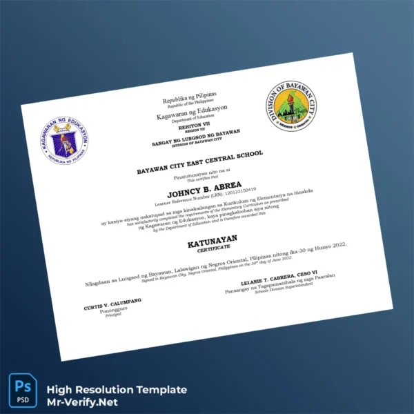 Philippines Bayawan City East Central School Elementary Curriculum Certificate – Fully Editable High Resolution Philippines Bayawan City East Central School Elementary Curriculum Certificate – Fully Editable High Resolution