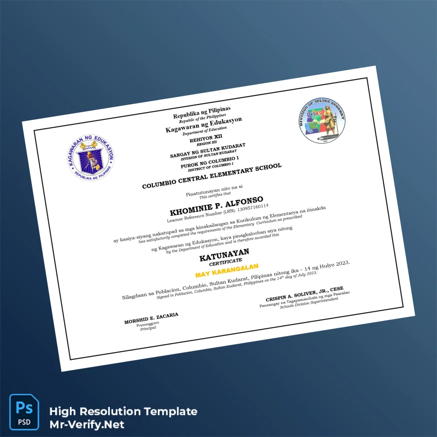 Philippines Columbio Central Elementary School Elementary Certificate Template – Fully Editable & Print-Ready 2 Page Philippines Columbio Central Elementary School Elementary Certificate Template – Fully Editable & Print-Ready 2 Page