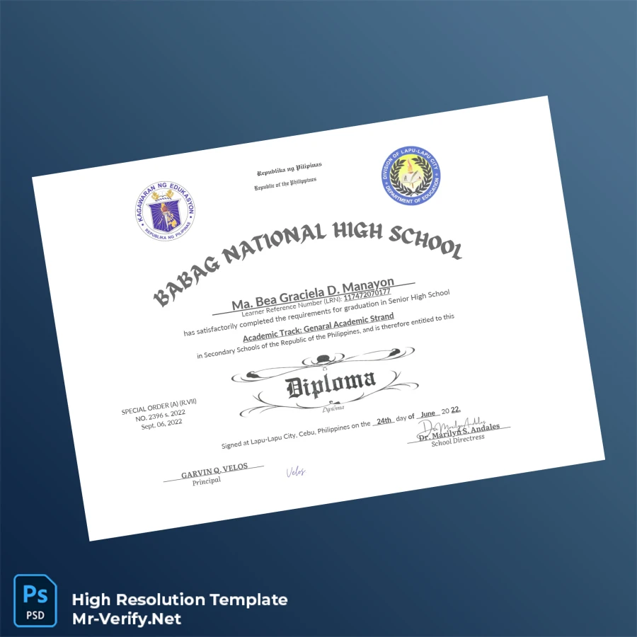 Philippines Jagobiao National High School High School Diploma Template – Fully Editable & High Resolution 5 Page Philippines Jagobiao National High School High School Diploma Template – Fully Editable & High Resolution 5 Page