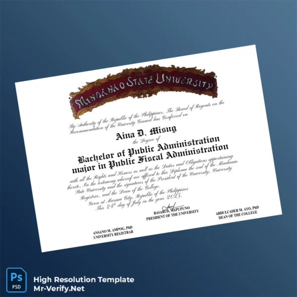 Philippines Mindanao State University Bachelor of Public Administration in Public Fiscal Administration Template – Fully Editable High Resolution Philippines Mindanao State University Bachelor of Public Administration in Public Fiscal Administration Template – Fully Editable High Resolution