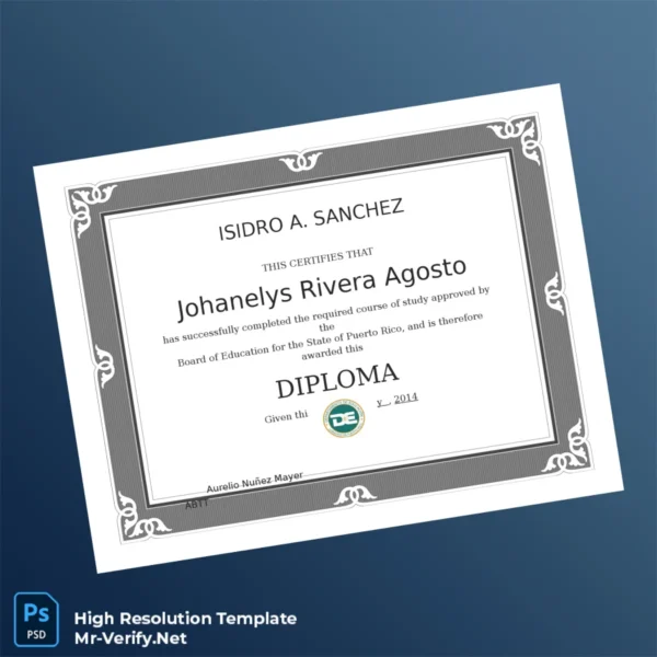 Puerto Rico Board of Education High School Diploma – Fully Editable & Print-Ready 2 Page Puerto Rico Board of Education High School Diploma – Fully Editable & Print-Ready 2 Page