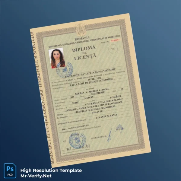 Romania Lucian Blaga University Bachelor of Science in Finance Template – Fully Editable & Print-Ready 2 Page