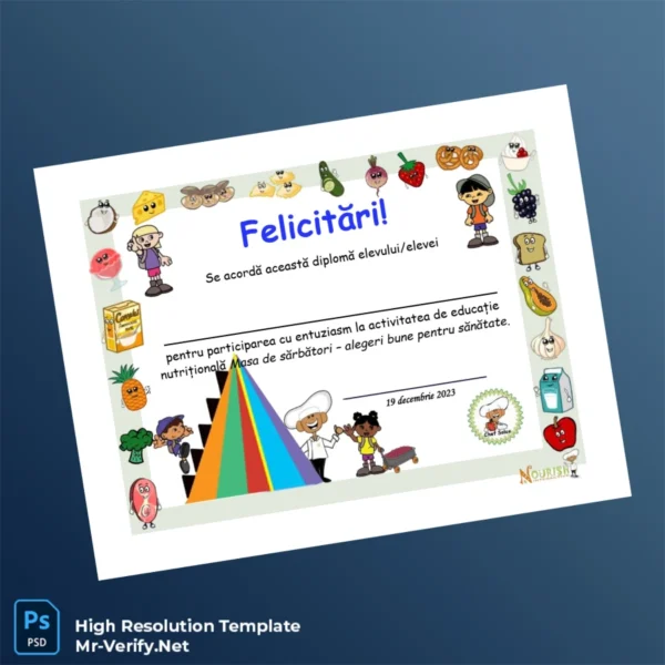 Romania Nutritional Education Participation Diploma Template – Fully Editable & Print-Ready Romania Nutritional Education Participation Diploma Template – Fully Editable & Print-Ready