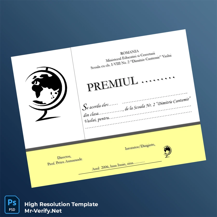 Romania School No. 2 _Dimitrie Cantemir_ Achievement Certificate – Fully Editable High Resolution Romania School No. 2 _Dimitrie Cantemir_ Achievement Certificate – Fully Editable High Resolution