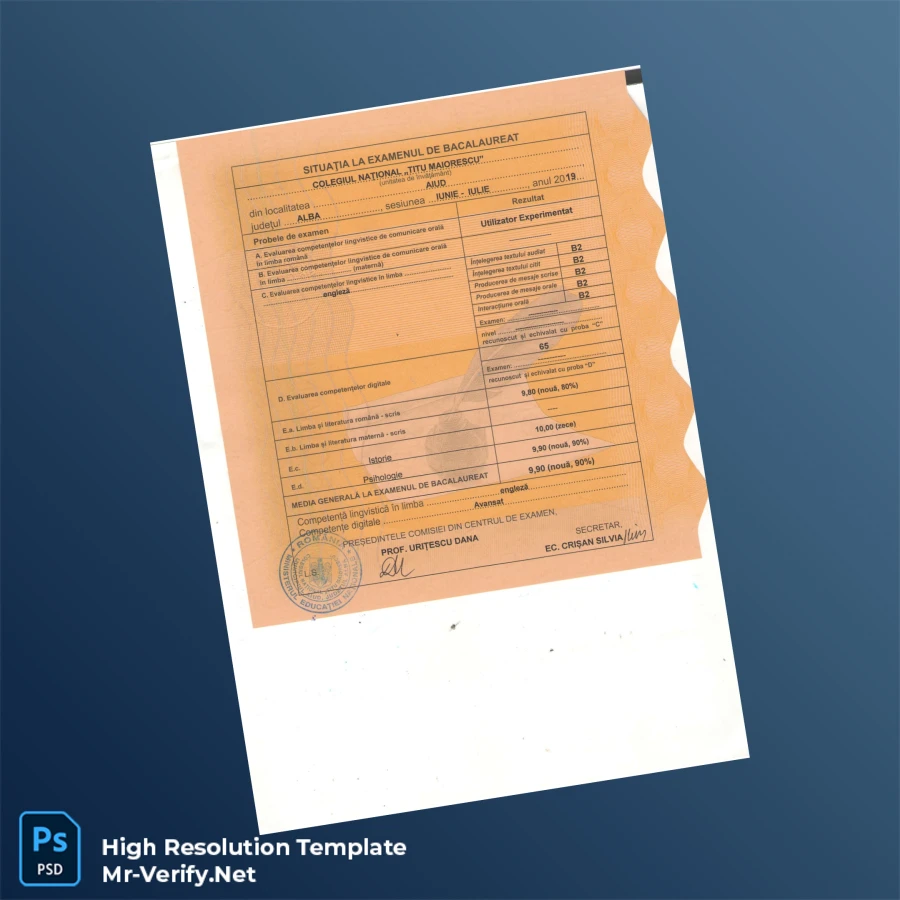 Romania Titu Maiorescu National College High School Diploma – Fully Editable & Print-Ready 2 Page Romania Titu Maiorescu National College High School Diploma – Fully Editable & Print-Ready 2 Page