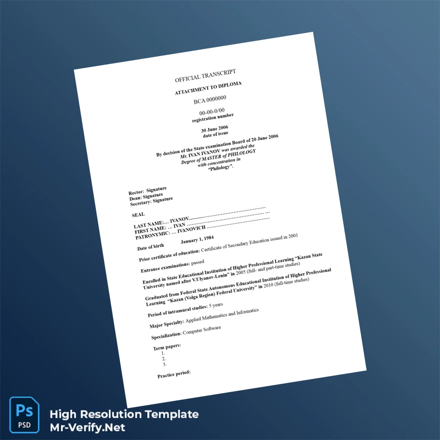 Russia Kazan (Volga Region) Federal University Master of Philology – Fully Editable Print-Ready Diploma 4 Page Russia Kazan (Volga Region) Federal University Master of Philology – Fully Editable Print-Ready Diploma 4 Page