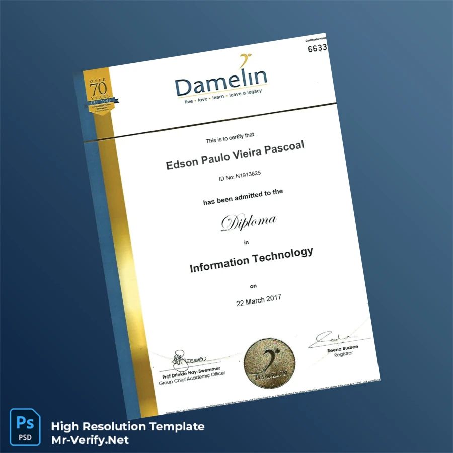 South Africa Damelin College Diploma in Information Technology Template – Fully Editable & Print-Ready 2 Page South Africa Damelin College Diploma in Information Technology Template – Fully Editable & Print-Ready 2 Page