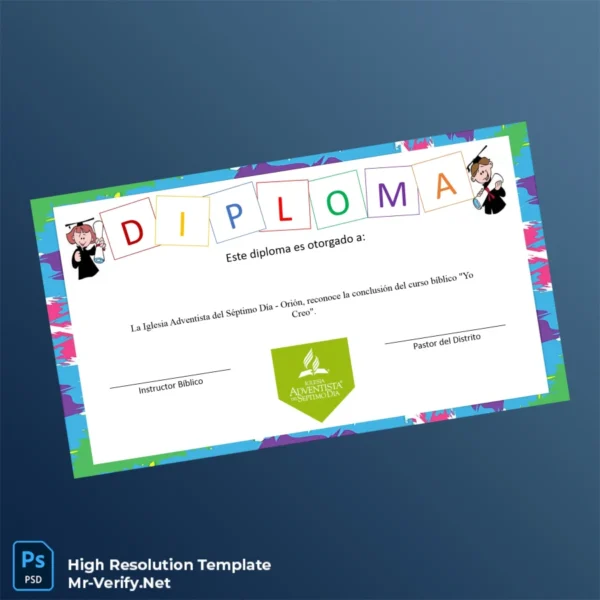 Spain Adventist Church of the Seventh Day Diploma in Biblical Studies Template – Fully Editable & Print-Ready 6 Page Spain Adventist Church of the Seventh Day Diploma in Biblical Studies Template – Fully Editable & Print-Ready 6 Page