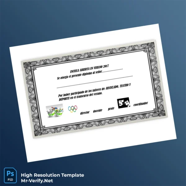Spain Escuela Abierta Summer School Diploma Template – Fully Editable High Resolution 4 Page Spain Escuela Abierta Summer School Diploma Template – Fully Editable High Resolution 4 Page
