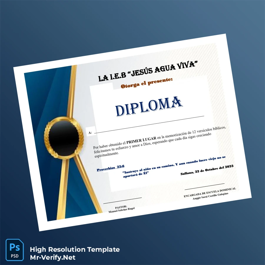 Spain I.E.B. _Jesús Agua Viva_ Diploma Template – Fully Editable & Print-Ready Spain I.E.B. _Jesús Agua Viva_ Diploma Template – Fully Editable & Print-Ready