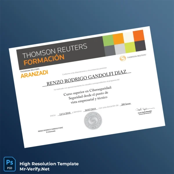 Spain Thomson Reuters Formation Advanced Diploma in Cybersecurity – Fully Editable & Print-Ready Spain Thomson Reuters Formation Advanced Diploma in Cybersecurity – Fully Editable & Print-Ready