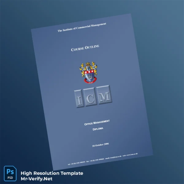 UK Institute of Commercial Management Diploma in Office Management Template – Fully Editable High Resolution 3 Page UK Institute of Commercial Management Diploma in Office Management Template – Fully Editable High Resolution 3 Page