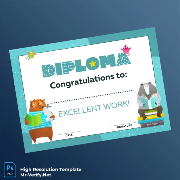 USA Diploma Kids Excellent Work Certificate – Fully Editable & Print-Ready Template USA Diploma Kids Excellent Work Certificate – Fully Editable & Print-Ready Template