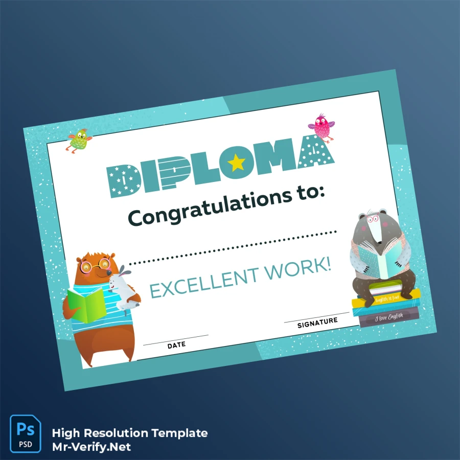 USA Diploma Kids Excellent Work Certificate – Fully Editable & Print-Ready Template USA Diploma Kids Excellent Work Certificate – Fully Editable & Print-Ready Template