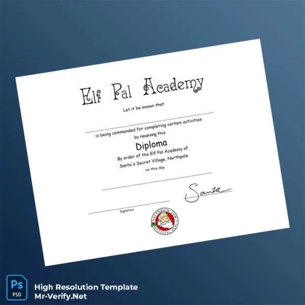 USA Elf Pal Academy Diploma Template – Fully Editable & Print-Ready Certificate USA Elf Pal Academy Diploma Template – Fully Editable & Print-Ready Certificate