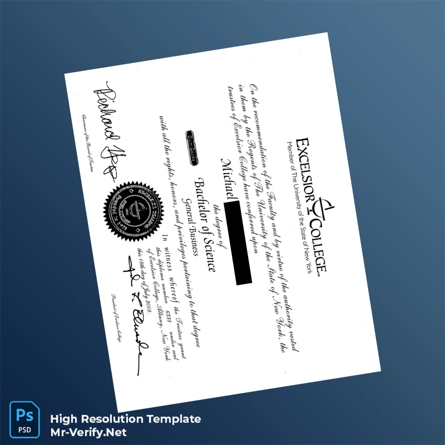 USA Excelsior College Bachelor of Science in General Business Template – Fully Editable & Print-Ready USA Excelsior College Bachelor of Science in General Business Template – Fully Editable & Print-Ready