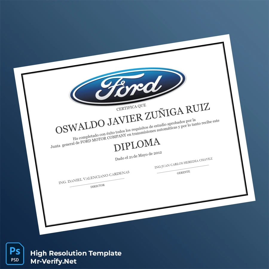 USA Ford Motor Company Diploma in Automatic Transmissions – Fully Editable & Print-Ready USA Ford Motor Company Diploma in Automatic Transmissions – Fully Editable & Print-Ready
